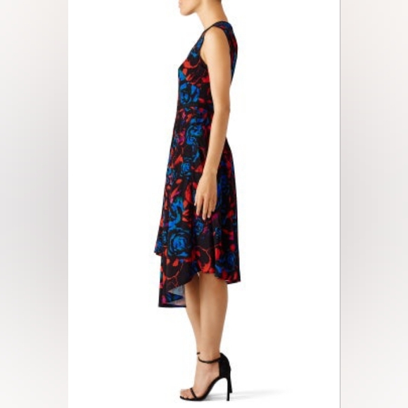 Hunter Bell Asymmetrical  Handkerchief Hem Floral Midi Dress - Picture 2 of 15